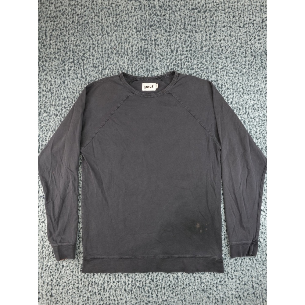 Pact Raglan Long Sleeve Tee Mens Medium Charcoal Grey Organic Cotton Stained‎